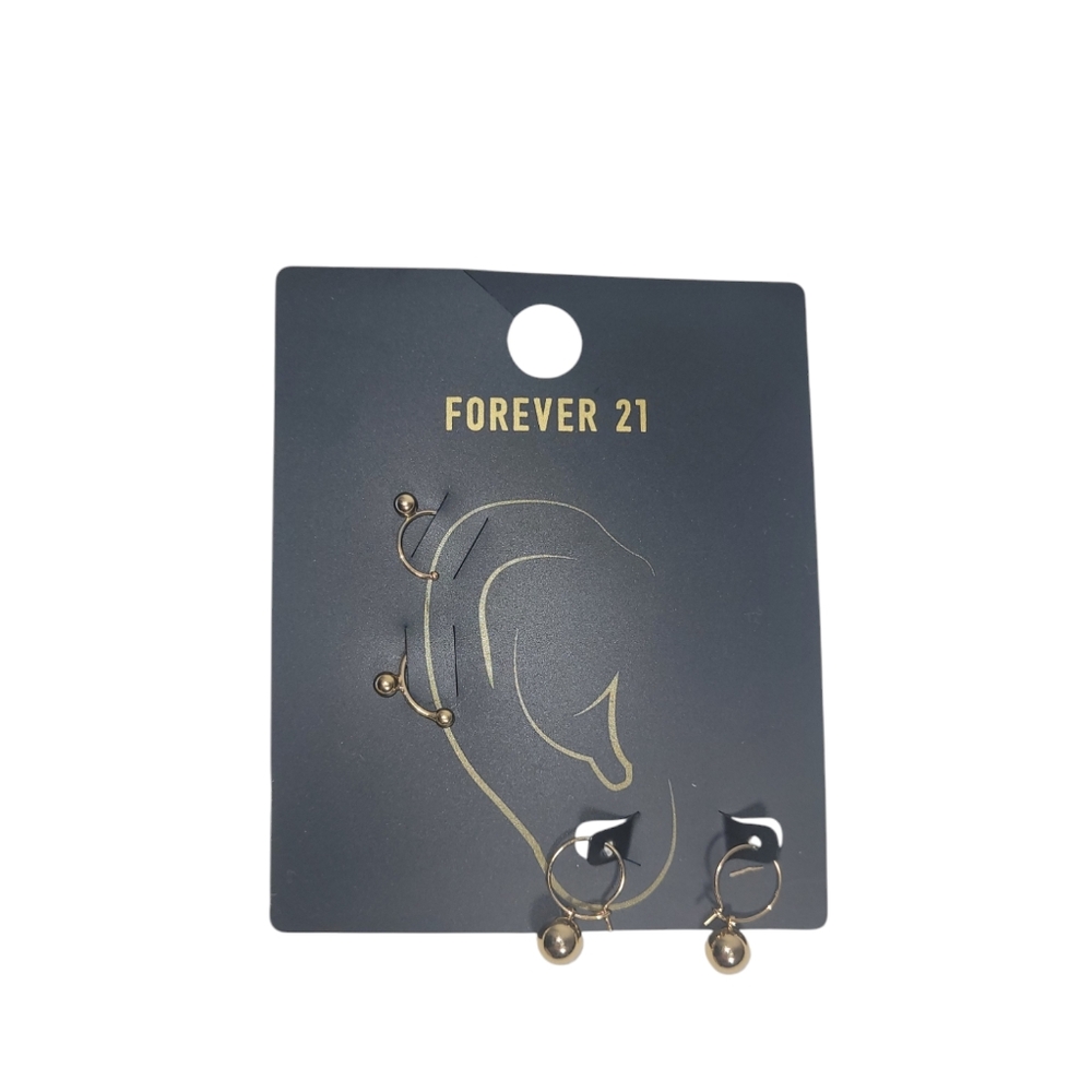 Forever 21 Gold Tone Earings & Fake Ear Cuff Earings New